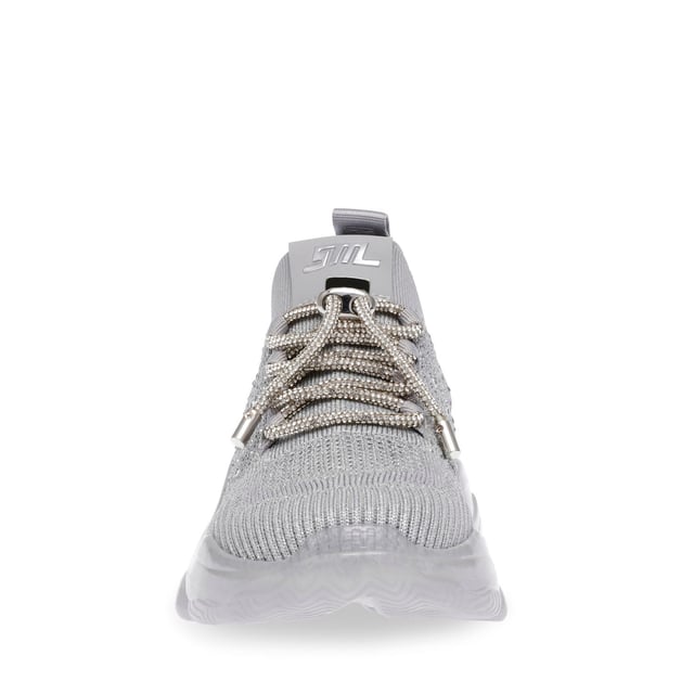 Knitted fabric upper.Lace up fastening.Sparkly diamantes.Sculpted rubber outsole.