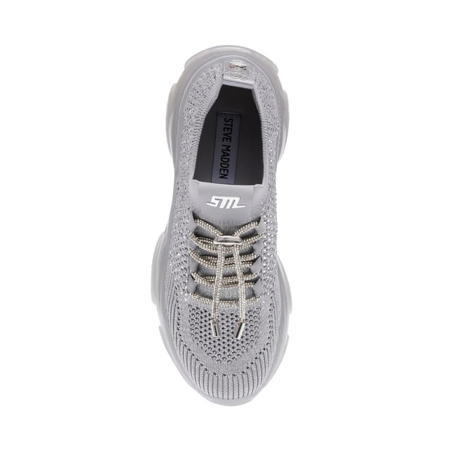 Knitted fabric upper.Lace up fastening.Sparkly diamantes.Sculpted rubber outsole.