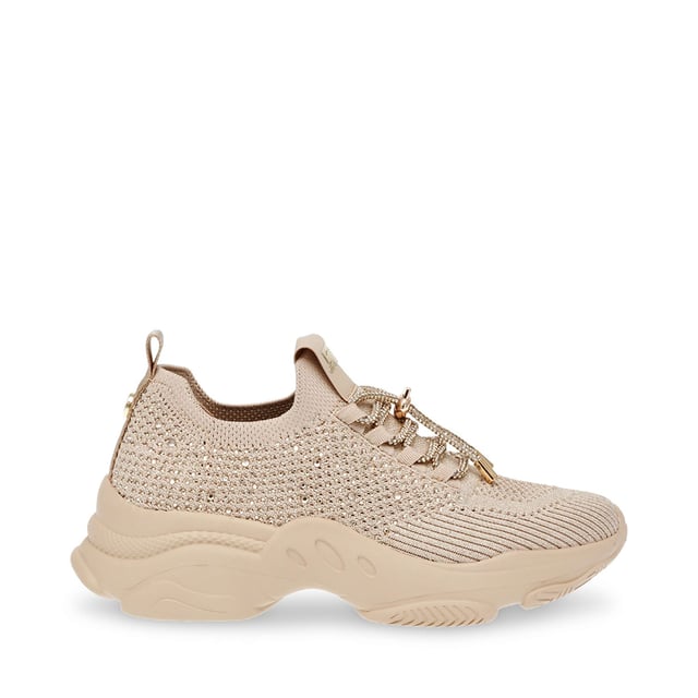 Knitted fabric upper.Lace up fastening.Sparkly diamantes. Sculpted rubber outsole.