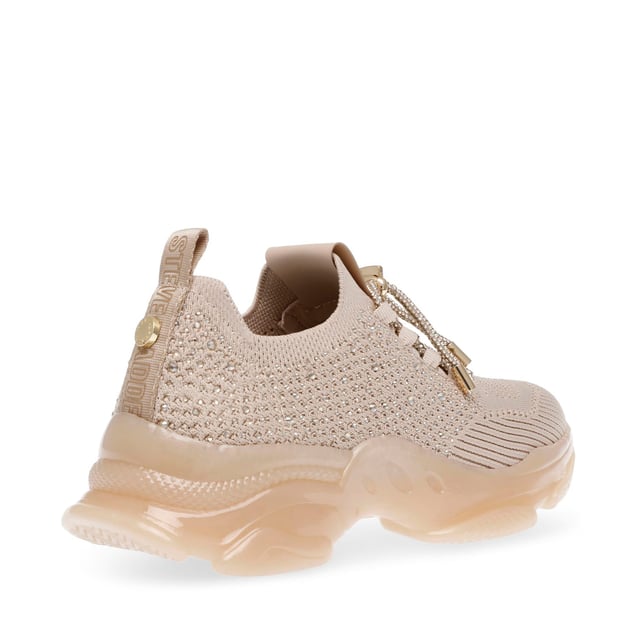 Knitted fabric upper.Lace up fastening.Sparkly diamantes. Sculpted rubber outsole.