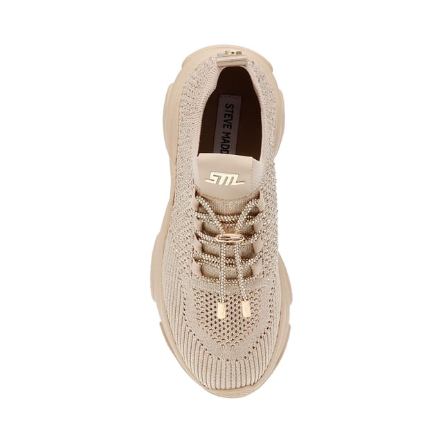 Knitted fabric upper.Lace up fastening.Sparkly diamantes. Sculpted rubber outsole.