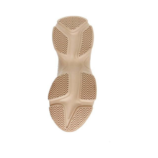 Knitted fabric upper.Lace up fastening.Sparkly diamantes. Sculpted rubber outsole.