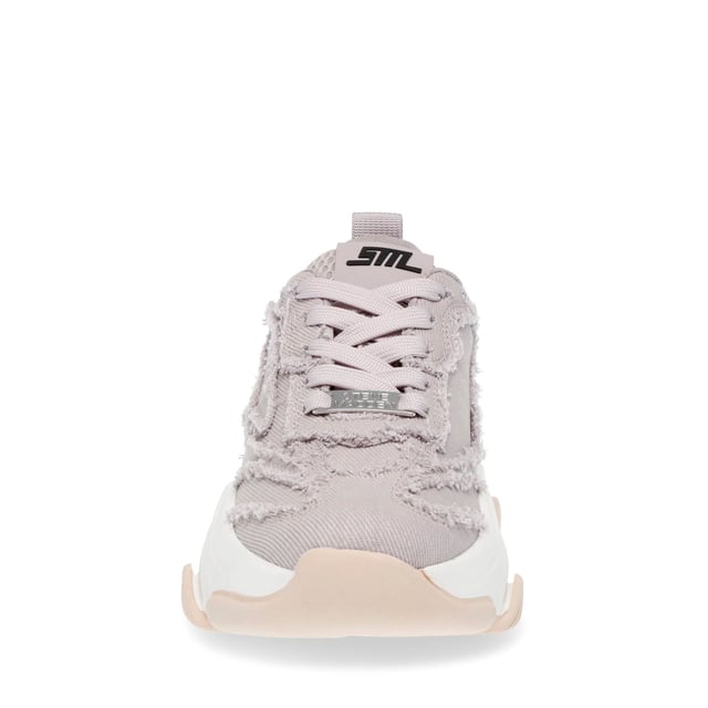 Synthetic upper.Lace up fastening.Mid-cut design.Diamante embellishments.Logo print to side.Raw-cut trims.Textured grip tread.Chunky sole.