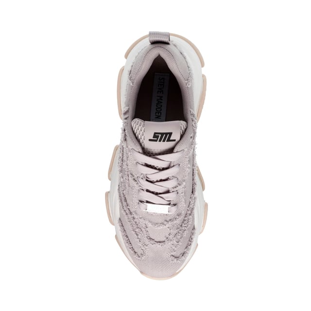 Synthetic upper.Lace up fastening.Mid-cut design.Diamante embellishments.Logo print to side.Raw-cut trims.Textured grip tread.Chunky sole.
