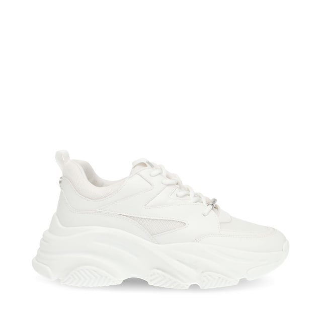 Reinforced mesh upper.Lace up fastening.Extra-chunky treaded platform sole with a subtle metallic design.