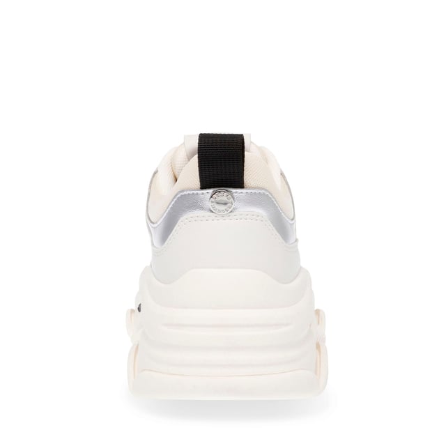 Reinforced mesh upper.Lace up fastening.Extra-chunky treaded platform sole with a subtle metallic design.