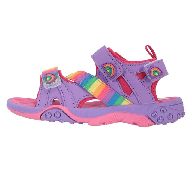 Lining: Neoprene. Insole: Cushioned, Phylon. Fabric Technology: Flexible. Pull Tab, Removable Heel Strap. Flat Heel. Design: Hearts, Rainbow. Toe Style: Open. Fastening: Touch Fastening.