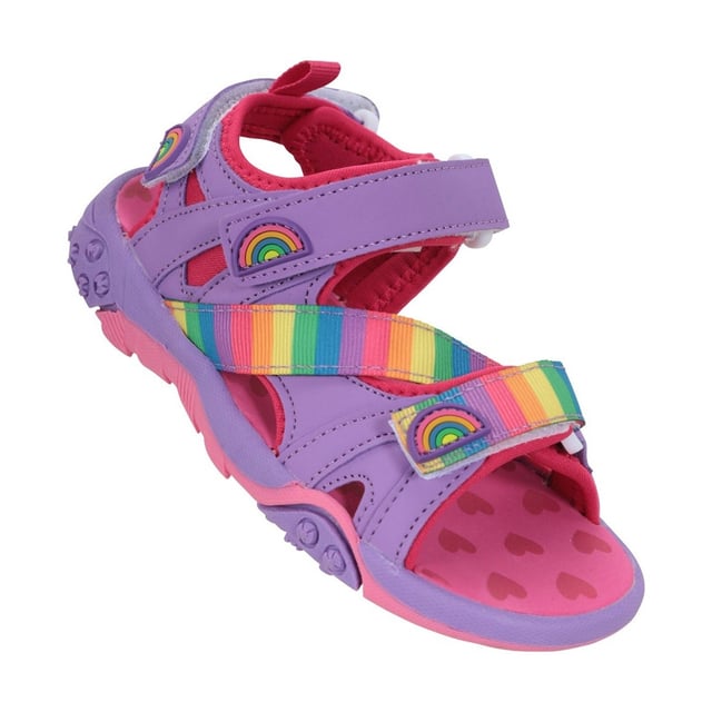 Lining: Neoprene. Insole: Cushioned, Phylon. Fabric Technology: Flexible. Pull Tab, Removable Heel Strap. Flat Heel. Design: Hearts, Rainbow. Toe Style: Open. Fastening: Touch Fastening.