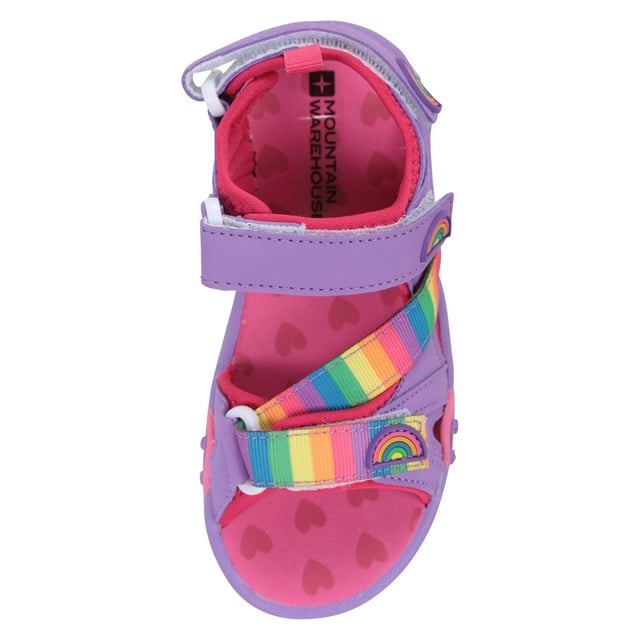 Lining: Neoprene. Insole: Cushioned, Phylon. Fabric Technology: Flexible. Pull Tab, Removable Heel Strap. Flat Heel. Design: Hearts, Rainbow. Toe Style: Open. Fastening: Touch Fastening.