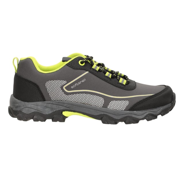 Fabric: Softshell. Upper: Synthetic, Textile. Lining: Breathable, Mesh, Textile. Outsole: High Traction, Synthetic. 4 Eyelets. Fabric Technology: Durable. EVA Footbed, Pull Tab. Flat. Cut: Low. Design: Contrast, Logo, Text. Fastening: Bungee Lacing.