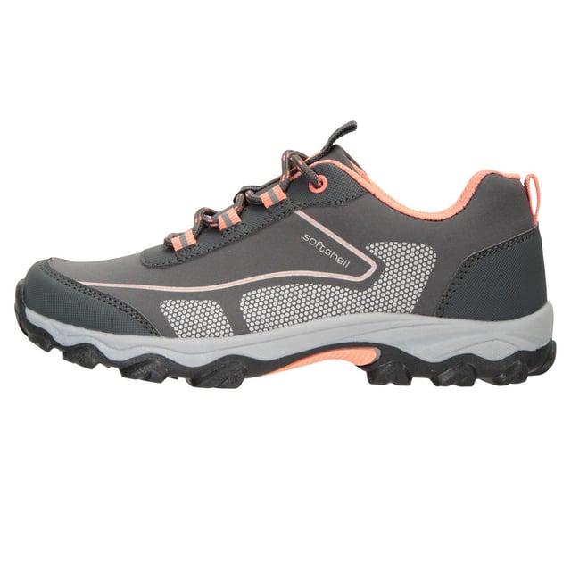 Fabric: Softshell. Upper: Synthetic, Textile. Lining: Breathable, Mesh, Textile. Outsole: High Traction, Synthetic. 4 Eyelets. Fabric Technology: Durable. EVA Footbed, Pull Tab. Flat. Cut: Low. Design: Contrast, Logo, Text. Fastening: Bungee Lacing.