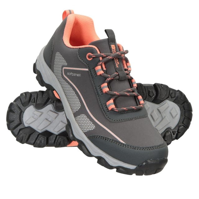 Fabric: Softshell. Upper: Synthetic, Textile. Lining: Breathable, Mesh, Textile. Outsole: High Traction, Synthetic. 4 Eyelets. Fabric Technology: Durable. EVA Footbed, Pull Tab. Flat. Cut: Low. Design: Contrast, Logo, Text. Fastening: Bungee Lacing.