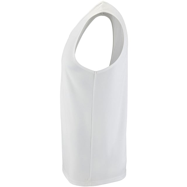 100% Polyester. Fabric: Textured. Design: Plain. Neckline: Round Neck. Sleeve-Type: Sleeveless. Fabric Technology: Breathable. Bound Armholes, Bound Neckline, Tearaway Label, Twin Needle Hem. 140gsm. Sustainability: ACCORD, Amfori, BSCI, Fair Wear Approved, Oeko-Tex Standard 100 Certified, PETA-Approved Vegan, REACH, Sustainable Apparel Coalition. Suitable for: Sublimation. S: 38 in. M: 40 in. L: 42 in. XL: 44 in. XXL: 47 in. 3XL: 49 in.