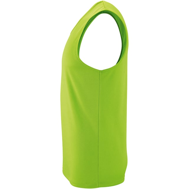 100% Polyester. Stof: structuur. Ontwerp: Eenvoudig. Hals: Ronde Hals. Mouwtype: Mouwloos. Stoftechnologie: Ademend. Gebonden armsgaten, gebonden halslijn, afscheurbaar label, tweelingnaaldzoom. 140gsm. Duurzaamheid: ACCORD, Amfori, BSCI, Fair Wear Approved, Oeko-Tex Standard 100 Certified, PETA-Approved Vegan, REACH, Sustainable Apparel Coalition.. Geschikt voor: Sublimatie. S: 38 in. M: 40 in. L: 42 in. XL: 44 in. XXL: 47 in. 3XL: 49 in.