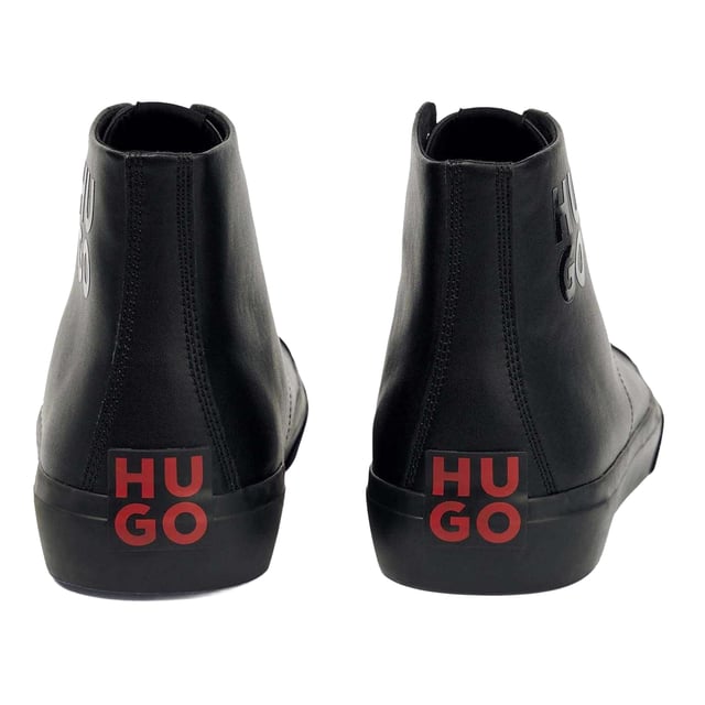 Hugo - Herren High Top Turnschuhe "Dyer", Leder (Schwarz) Marke: Hugo. Obermaterial: Leder. Einlegesohle: Synthetischer Stoff. Laufsohle: Vulkanisierter Gummi. Ösen: 8. Absatz: Flach. Hoch geschnitten. Design: Logo, Unifarben. Zehenstil: Rund. Zum Schnüren.