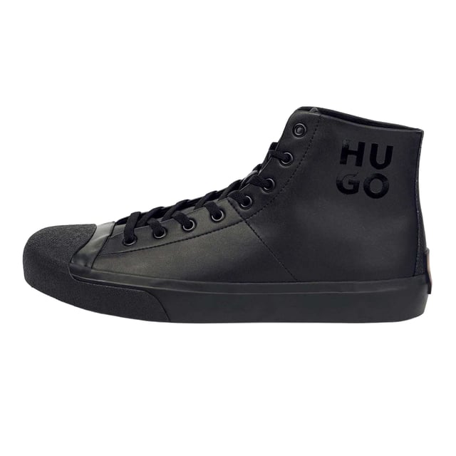 Hugo - Herren High Top Turnschuhe "Dyer", Leder (Schwarz) Marke: Hugo. Obermaterial: Leder. Einlegesohle: Synthetischer Stoff. Laufsohle: Vulkanisierter Gummi. Ösen: 8. Absatz: Flach. Hoch geschnitten. Design: Logo, Unifarben. Zehenstil: Rund. Zum Schnüren.