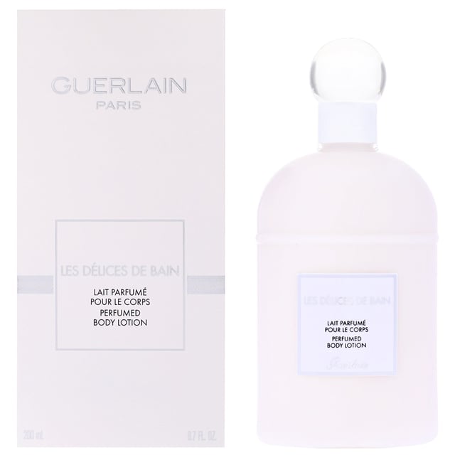 Indulge your skin with Guerlain Les Délices de Bain Body Lotion, a luxurious formula designed for women. This rich body lotion, infused with a delightful blend of musky and citrus scents, provides deep hydration and nourishment to your skin. Experience a smooth and silky texture that enhances your body care routine. Perfect for daily use, simply apply and massage into your skin for lasting moisture and a refreshing fragrance. Treat yourself to this exquisite body lotion and embrace a pampering experience.