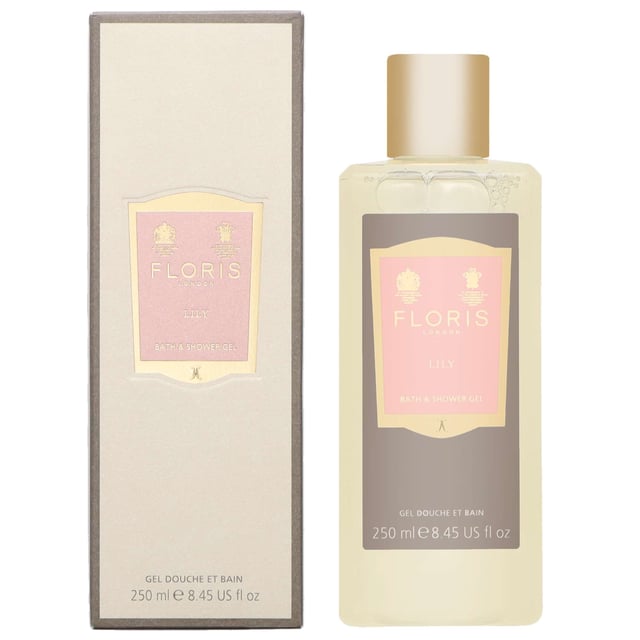 Experience the refreshing and romantic essence of Floris London Lily Bath & Shower Gel. This luxurious gel envelops your skin in a delicate floral fragrance, combining notes of white tea and aquatic dew at the top, with a heart of lily-of-the-valley, Bulgarian rose, and ylang ylang. The scent is grounded by a comforting base of cedar and musk, creating a perfectly balanced aroma. Ideal for women seeking a rejuvenating bath experience, this 250ml shower gel is a must-have addition to your bath and body routine.