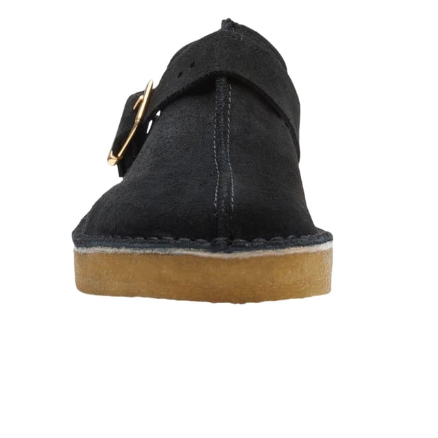 Marke: Clarks. Obermaterial: Wildleder. Laufsohle: Krepp, Gummi. mit Schnalle. Absatz: Flach. 25 mm. Design: Geprägt, Logo, Genäht. Zehenstil: Rund. Zum Anschlüpfen.
