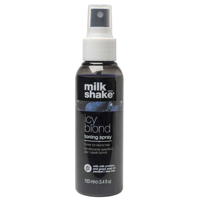 Transform your blonde or lightened hair with milk_shake Icy Blonde Toning Spray. This innovative no-rinse formula features a unique black pigment that effectively neutralizes unwanted brassy, yellow, and orange tones, leaving your hair looking vibrant and healthy. Not only does it tone your hair beautifully, but it also detangles and enhances manageability for a smooth finish. Ideal for women seeking to maintain their blonde brilliance, this 100ml spray is a must-have addition to your hair care routine.