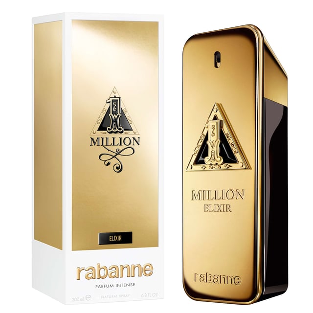 Experience the ultimate in luxury with Rabanne 1 Million Elixir Parfum Intense for men. This captivating fragrance combines rich notes of tonka bean, patchouli, and vanilla for a warm, woody amber finish. A masterful blend of hand-harvested Turkish Damascena rose, osmanthus, and wild tonka bean creates an unforgettable scent profile. Housed in a bold and sophisticated gold bar bottle, this 200ml fragrance is a true statement piece. Perfect for the modern man who values quality and intensity. Elevate your fragrance collection with this exquisite aftershave.