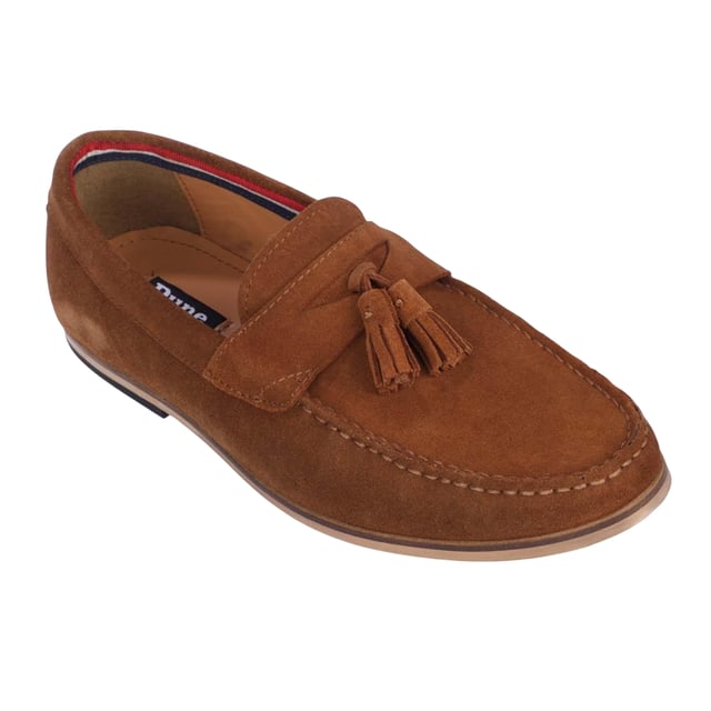 Dune London Herr Blaisse Tassel Trim Suede Loafers (Tan)