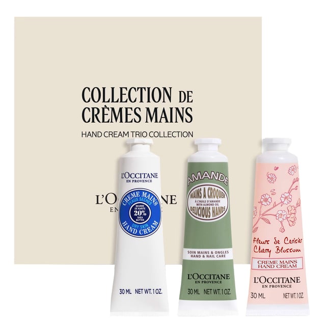 L'OCCITANE Essential Hand Cream Trio Gift Set for Soft Hands Experience the ultimate hand care with the L'OCCITANE Essential Hand Cream Trio Gift Set. This luxurious collection features three of L'OCCITANE's most popular hand creams: Shea Butter for deep nourishment, Almond for silky smoothness, and Cherry Blossom for a delightful floral scent. Each 30ml cream is perfect for keeping your hands soft and hydrated throughout the day. Ideal for gifting or treating yourself, this set is a must-have for anyone who values quality skincare. Enjoy the nourishing benefits of nature with L'OCCITANE.