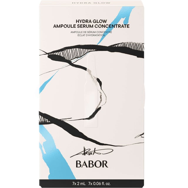 BABOR Hydra Glow Ampoules Set for Radiant Skin Experience ultimate hydration with the BABOR Hydra Glow Ampoules Set, designed to transform your skin in just 7 days. Featuring low-molecular hyaluronic acid and ProVitamin B5, this set deeply moisturizes and plumps the skin, reducing dryness and fine lines. The Perfect Glow active ingredients enhance your complexion, making your skin smoother and more radiant. Regular use will even your skin tone, refine pores, and give a fresh, rosy appearance. This set includes four 2ml BABOR Hydra Plus ampoules and three 2ml BABOR Perfect Glow ampoules, suitable for all skin types.