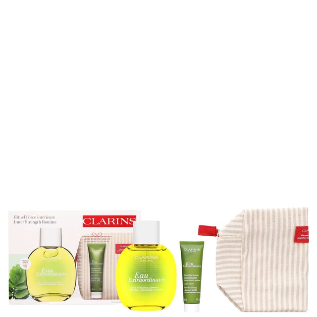 Experience the revitalizing power of the Clarins Inner Strength Gift Set, perfect for women who cherish self-care. This luxurious set includes a 100ml Eau Extraordinaire Treatment Fragrance, which features uplifting citrus notes blended with ginger, jasmine, and patchouli to energize your senses and hydrate your skin. The set also contains a 30ml Eau Extraordinaire Revitalizing Shower Milk for a refreshing cleanse that invigorates the body. Ideal for all skin types, this gift set is your go-to for a refreshing and revitalizing bath experience.