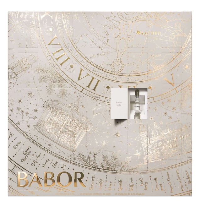 Experience the magic of the season with the BABOR Luxury Advent Calendar, designed for women who cherish moments of self-care. This exquisite calendar offers 24 days filled with luxurious ampoules that provide refreshing moisture, vitality, and rejuvenation. Each day unveils a new treat, including the Hydra Plus, Algae Vitalizer, Active Night, Multi Vitamin, Perfect Glow, 3D Firming, and Lift Express ampoules. Celebrate the end of the year with a delightful daily ritual that transforms your skincare routine into an indulgent experience.