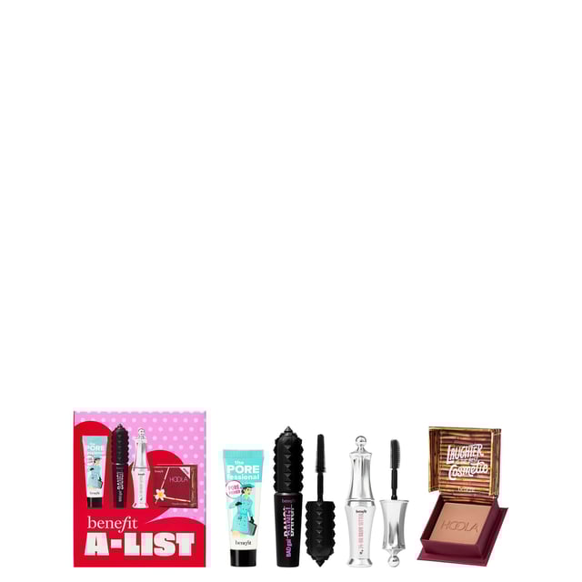 Discover the Benefit A-List Full Glam Gift Set, your go-to collection for a stunning red-carpet look at home. This fabulous set includes mini versions of BADgal BANG! Mascara, 24-HR Brow Setter, Hoola Matte Bronzer, and the iconic POREfessional Primer. Elevate your beauty routine with this all-in-one kit designed for effortless glam. Perfect for women seeking a flawless finish, this set ensures you look and feel like a superstar. Indulge in a sample of The POREfessional Deep Retreat for a skin treat after your glam session.