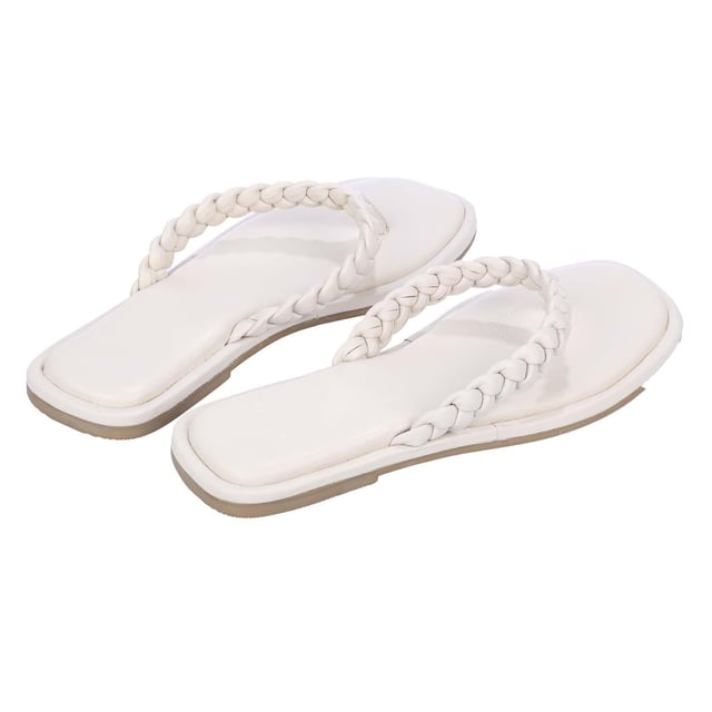 Bovenkant: Leder. Voering: Leder. Binnenzool: Synthetisch. Buitenzool: Synthetisch. Gevlochten riem. Vlakke. Ontwerp: Effen, Gevlochten. Teenstijl: Post. Sluiting: Slip-on.