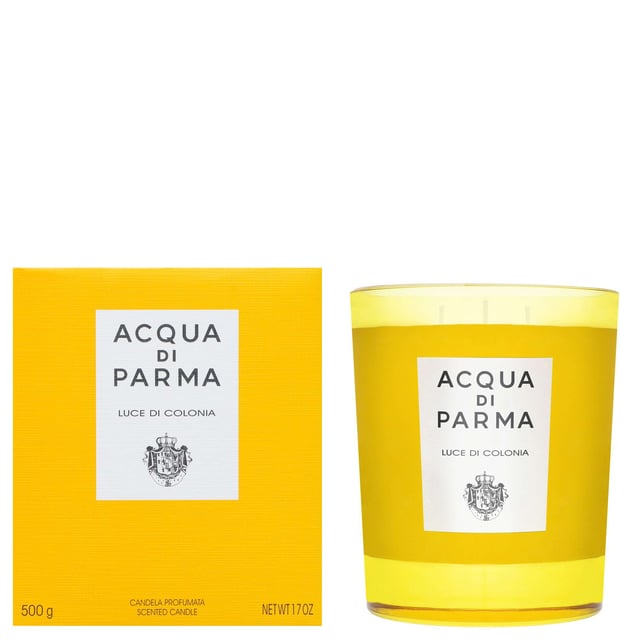 Experience the enchanting Luce Di Colonia Candle from Acqua Di Parma, a luxurious 500g candle that infuses your space with a radiant citrus fragrance. Inspired by the iconic Colonia scent, it features refreshing notes of orange, lemon, petitgrain, and neroli, harmonized with earthy vetiver and patchouli. This beautifully crafted candle offers an impressive burn time of up to 70 hours, making it perfect for creating a warm and inviting atmosphere in any room. Elevate your home with this exquisite fragrance that delights the senses.