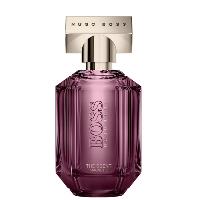 Unleash your allure with HUGO BOSS The Scent Magnetic Eau de Parfum for Women. This captivating fragrance features an intensified blend of seductive notes, with dark Osmanthus flower igniting passion. The heart reveals velvety ambrette seeds, drawing you into a magnetic embrace, while pure white musk elevates the scent to extraordinary heights. Encased in a stunning diamond-shaped bottle with a deep purple hue and luxurious gold cap, this long-lasting perfume is ideal for women seeking to leave a lasting impression. Experience the essence of seduction.