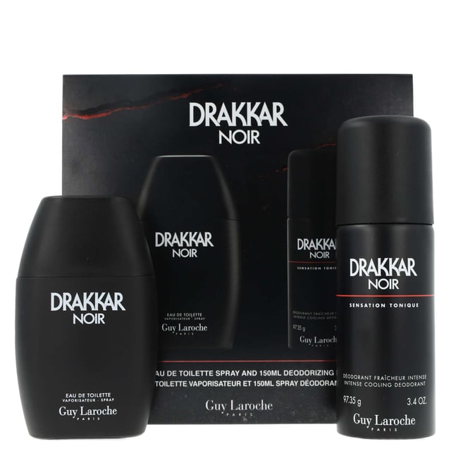 Experience the allure of Guy Laroche Drakkar Noir, a captivating Eau de Toilette designed for the modern man. This gift set includes a 100ml spray of the iconic fragrance, known for its bold blend of invigorating top notes of lavender, lemon, and mandarin, harmonized with a warm, spicy heart and a robust woody base. Perfect for any occasion, this set also features a 150ml deodorant spray, ensuring you stay fresh and confident all day long. Ideal for gifting or personal indulgence, embrace the essence of strength and emotion with Drakkar Noir.