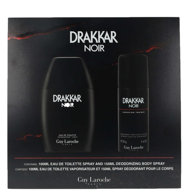 Experience the allure of Guy Laroche Drakkar Noir, a captivating Eau de Toilette designed for the modern man. This gift set includes a 100ml spray of the iconic fragrance, known for its bold blend of invigorating top notes of lavender, lemon, and mandarin, harmonized with a warm, spicy heart and a robust woody base. Perfect for any occasion, this set also features a 150ml deodorant spray, ensuring you stay fresh and confident all day long. Ideal for gifting or personal indulgence, embrace the essence of strength and emotion with Drakkar Noir.