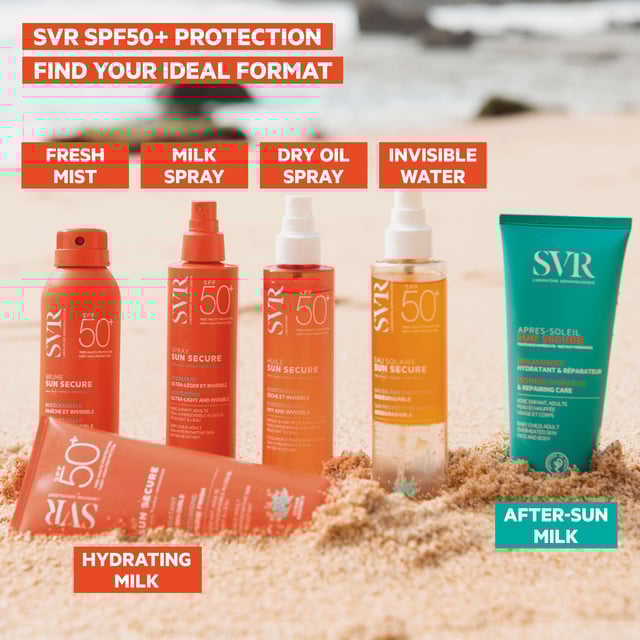 SVR Sun Secure Repairing Soothing Moisturising Aftersun Lotion 200ml Revitalize your skin after sun exposure with SVR Sun Secure Repairing Soothing Moisturising Aftersun Lotion. This luxurious lotion is designed for all skin types and ages, offering immediate relief from sunburn and intense hydration. Infused with nourishing niacinamide and soothing aloe vera extract, it helps your skin recover, leaving it feeling soft, calm, and refreshed. Ideal for post-sun care, simply apply generously to clean, dry skin on both your face and body for optimal results. Experience the ultimate comfort and hydration with this must-have aftersun product.