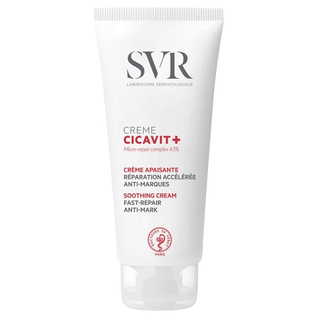 SVR Cicavit+ Skin Repair Accelerator Cream 100ml for Intense Skin Recovery Revitalize your skin with SVR Cicavit+ Skin Repair Accelerator Cream. This remarkable 100ml cream promotes skin repair up to 7 times faster, providing soothing relief while effectively reducing residual marks and scars from healing. Perfect for all skin types, it ensures your skin receives the best care for a quick and beautiful recovery. For optimal results, apply to clean, dry affected areas twice daily until fully healed. Trust SVR for your skin's health and embrace a smoother, more confident you.