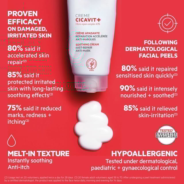 SVR Cicavit+ Skin Repair Accelerator Cream 100ml for Intense Skin Recovery Revitalize your skin with SVR Cicavit+ Skin Repair Accelerator Cream. This remarkable 100ml cream promotes skin repair up to 7 times faster, providing soothing relief while effectively reducing residual marks and scars from healing. Perfect for all skin types, it ensures your skin receives the best care for a quick and beautiful recovery. For optimal results, apply to clean, dry affected areas twice daily until fully healed. Trust SVR for your skin's health and embrace a smoother, more confident you.