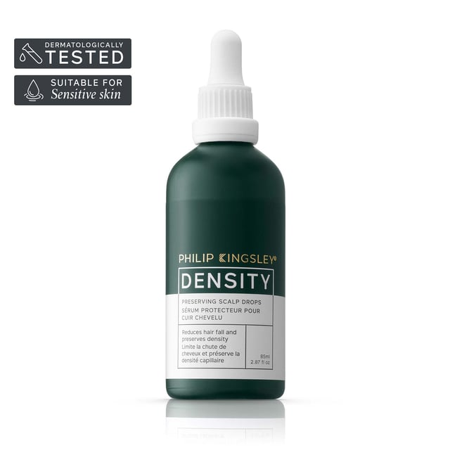 Philip Kingsley Density Preserving Scalp Drops for Healthy Hair Growth - 85ml Experience the transformative power of Philip Kingsley Density Preserving Scalp Drops. This lightweight serum features an advanced peptide blend that supports hair follicle health, helping to maintain hair density and quality. With continued use, enjoy reduced scalp visibility and slower hair loss. Key ingredients like Azelaic Acid and Saw Palmetto optimize scalp conditions. Simply apply 2.5ml daily to your scalp for an invigorating sensation. Suitable for all hair types, these drops are your go-to solution for fuller hair.