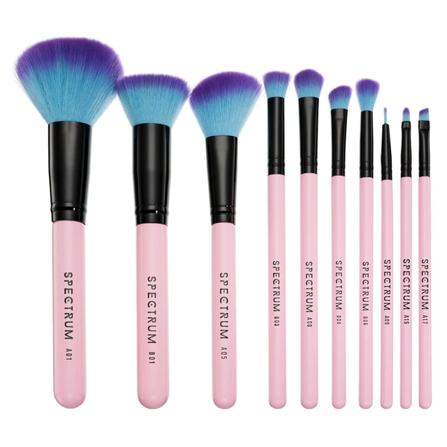 Elevate your makeup game with the Spectrum Millennial Pink 10 Piece Essential Makeup Brush Set. This award-winning collection is designed for makeup enthusiasts and professionals alike, featuring 10 essential brushes in a chic pink design. Each brush is crafted with silky-soft bristles that blend powders, liquids, and creams seamlessly, allowing you to achieve a flawless finish every time. Perfect for foundation, eyes, brows, and lips, this set includes everything you need for makeup perfection. Unleash your creativity and create stunning looks effortlessly.