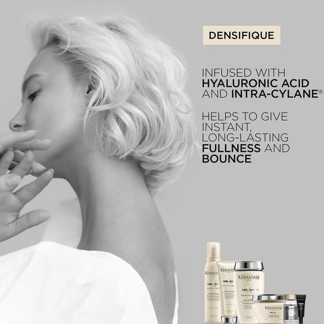 Revitalize your hair with Kérastase Densifique Fondant Densité, a luxurious lightweight conditioner that enhances texture, substance, and resilience. This silky formula detangles and replenishes, providing an immediate bodifying effect for hair that feels light and fluid. Apply a quarter-size amount to wet, shampooed hair, focusing on mid-lengths and ends. Leave on for 2-3 minutes before rinsing thoroughly. Kérastase is dedicated to sustainability, using recycled materials and achieving carbon neutrality in production. Experience the perfect blend of care and innovation.