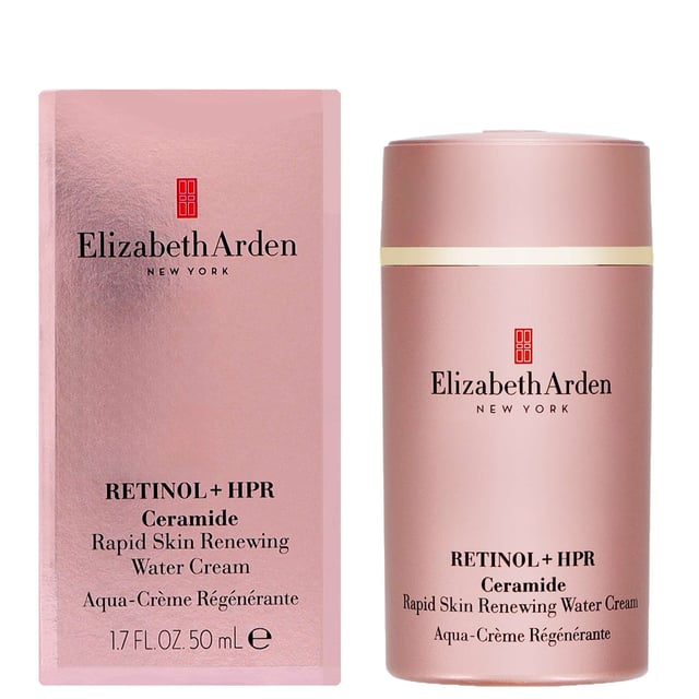 Discover the rejuvenating power of Elizabeth Arden Ceramide Retinol + HPR Water Cream. This advanced moisturizer is formulated with a potent blend of retinol, HPR, peptides, ceramides, and hyaluronic acid to restore vitality and bounce to your skin. Experience intense hydration that nourishes and supports a luminous complexion while effectively addressing wrinkles, dark spots, and uneven texture. Ideal for women seeking youthful, radiant skin. Simply apply to a cleansed face and neck for optimal results. Suitable for all skin types, this 50 ml cream is a must-have in your skincare routine.