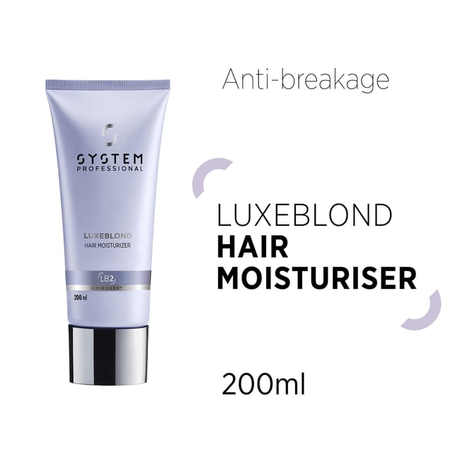 Transform your blonde hair with System Professional LuxeBlond Hair Moisturizer, designed for ultimate hydration and care. This innovative formula reduces hair breakage by up to 99% and enhances cool blonde tones instantly. Enriched with LipidCode Complex, it nourishes dry and damaged hair, improving manageability and reducing frizz for a revitalized, healthy appearance. For best results, apply a coin-sized amount to towel-dried hair, comb through, and either leave on (even overnight) or rinse after 30 seconds. Perfect for women seeking luxurious hair care.