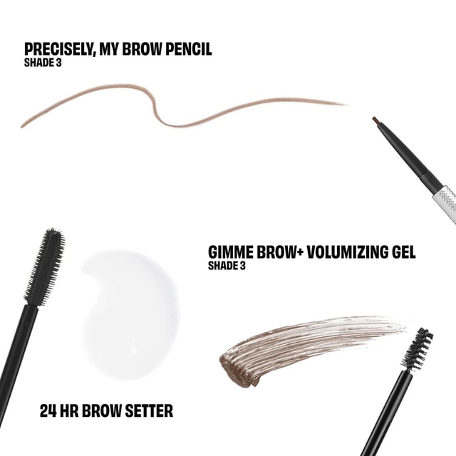 Discover the legendary Benefit Brow Haul of Fame Set, featuring the ultimate essentials for perfect brows. This exclusive collection includes a full-size Precisely, My Brow Pencil in Shade 3 Warm Light Brown, along with mini versions of Gimme Brow+ and the 24-HR Brow Setter. These products work in harmony to define, volumize, and set your brows for an impressive 24 hours. Elevate your brow game with this must-have set that promises to deliver iconic results. Perfect for women who want to achieve flawless brows effortlessly.
