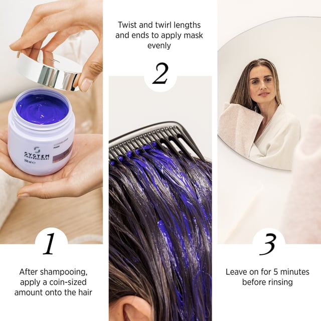 Transform your blonde hair with the System Professional LuxeBlond Hair Mask, expertly designed to reduce breakage by up to 99%. This regenerating formula not only strengthens your hair from within but also instantly neutralizes unwanted brassy and yellow tones, achieving the perfect cool blonde look. Infused with LipidCode Complex and violet pigments, it revitalizes and nourishes your blonde strands, enhancing their natural beauty. Suitable for women, this 200ml hair mask is a must-have for anyone seeking luxurious, healthy blonde hair.