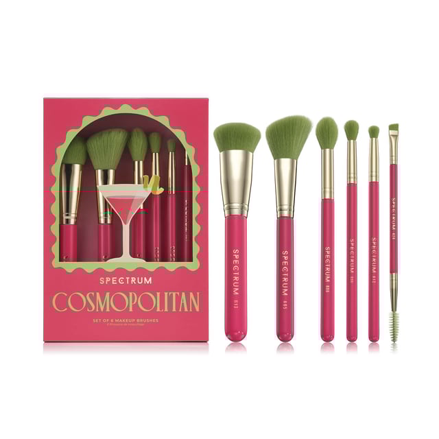 Elevate your makeup routine with the Spectrum Cosmopolitan 6 Piece Brush Set. This stunning collection features face, eye, and brow brushes, each inspired by vibrant cocktail hues. Effortlessly achieve a flawless finish with the B13 brush, sculpt your cheeks with the A05 cheek brush, and brighten your under eyes with the versatile B08 brush. Blend your eyeshadow seamlessly using the B06 blending brush, define your crease and lash line with the A12 fluffy pencil, and shape your brows perfectly with the A24 brow styler. Perfect for women seeking impeccable beauty results.