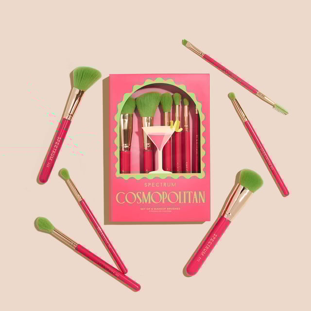 Elevate your makeup routine with the Spectrum Cosmopolitan 6 Piece Brush Set. This stunning collection features face, eye, and brow brushes, each inspired by vibrant cocktail hues. Effortlessly achieve a flawless finish with the B13 brush, sculpt your cheeks with the A05 cheek brush, and brighten your under eyes with the versatile B08 brush. Blend your eyeshadow seamlessly using the B06 blending brush, define your crease and lash line with the A12 fluffy pencil, and shape your brows perfectly with the A24 brow styler. Perfect for women seeking impeccable beauty results.