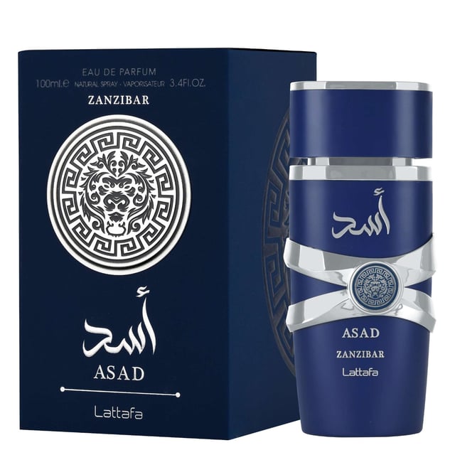 Lattafa Asad Zanzibar Unisex Eau de Parfum Spray - 500ml Experience the captivating allure of Lattafa Asad Zanzibar Eau de Parfum Spray, a unisex fragrance that invites you into a world of aromatic sophistication. The scent opens with a burst of Black Pepper and Sea Lavender, leading to a heart of Salty Coconut Water and Iris. As it settles, the fragrance unveils a rich base of smoky Frankincense and creamy Vanilla, creating a harmonious blend that lingers beautifully on the skin. Perfect for any occasion, this 500ml perfume is a must-have addition to your fragrance collection.