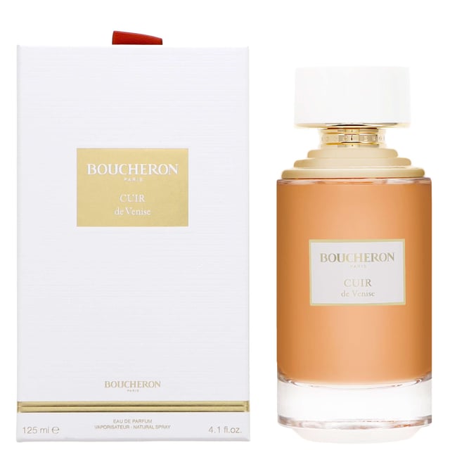 Discover the captivating allure of Boucheron Cuir de Venise Eau de Parfum, a luxurious fragrance designed for men. This exquisite scent opens with a vibrant blend of ginger and cinnamon, enveloping you in warmth and spice, complemented by a rich cacao accord. The heart reveals a sophisticated mix of guaiac wood, papyrus, and patchouli, leading to a deep base of cedar, vanilla, and a hint of cacao. Perfect for the modern man who appreciates bold and exotic fragrances, this 125ml spray is a must-have addition to your collection.